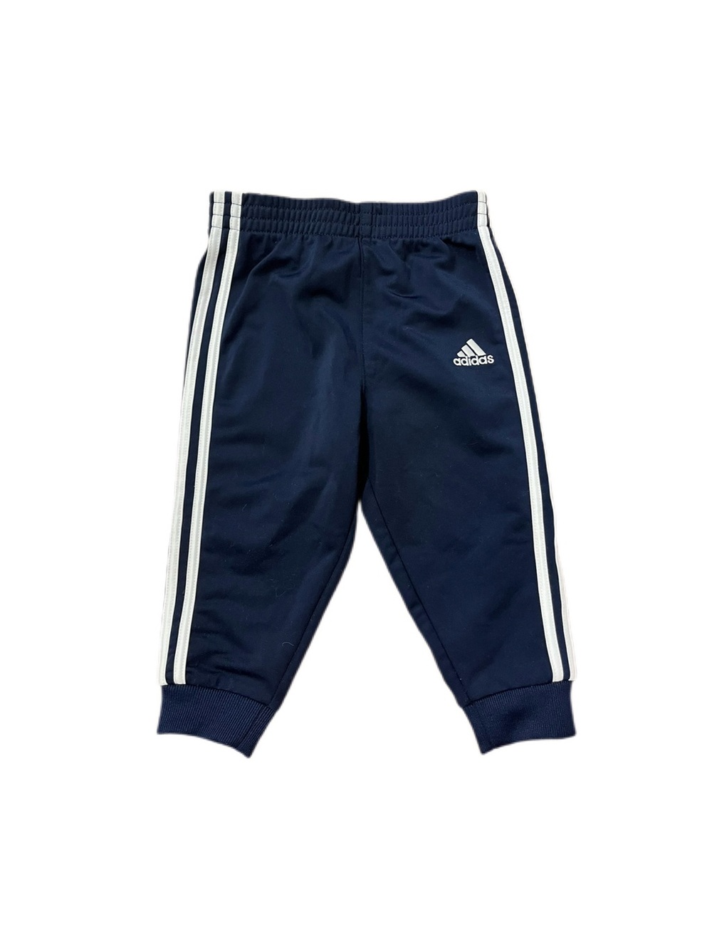 Adidas 12m Baby Boy Kids Navy Blue Jogger Track Pants with White Stripes